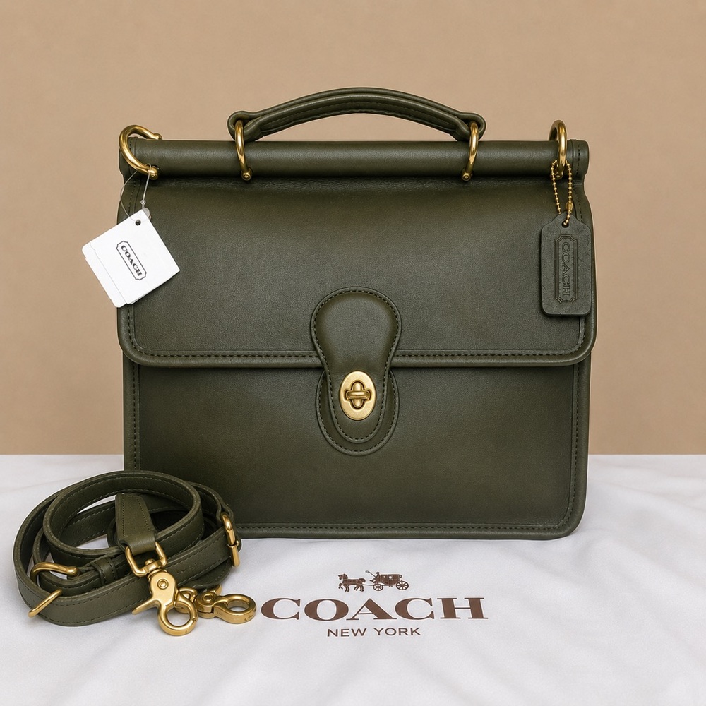 Vintage COACH WILLIS Loden Green Top Handle Turn Lock Bag 9927 COA NWT